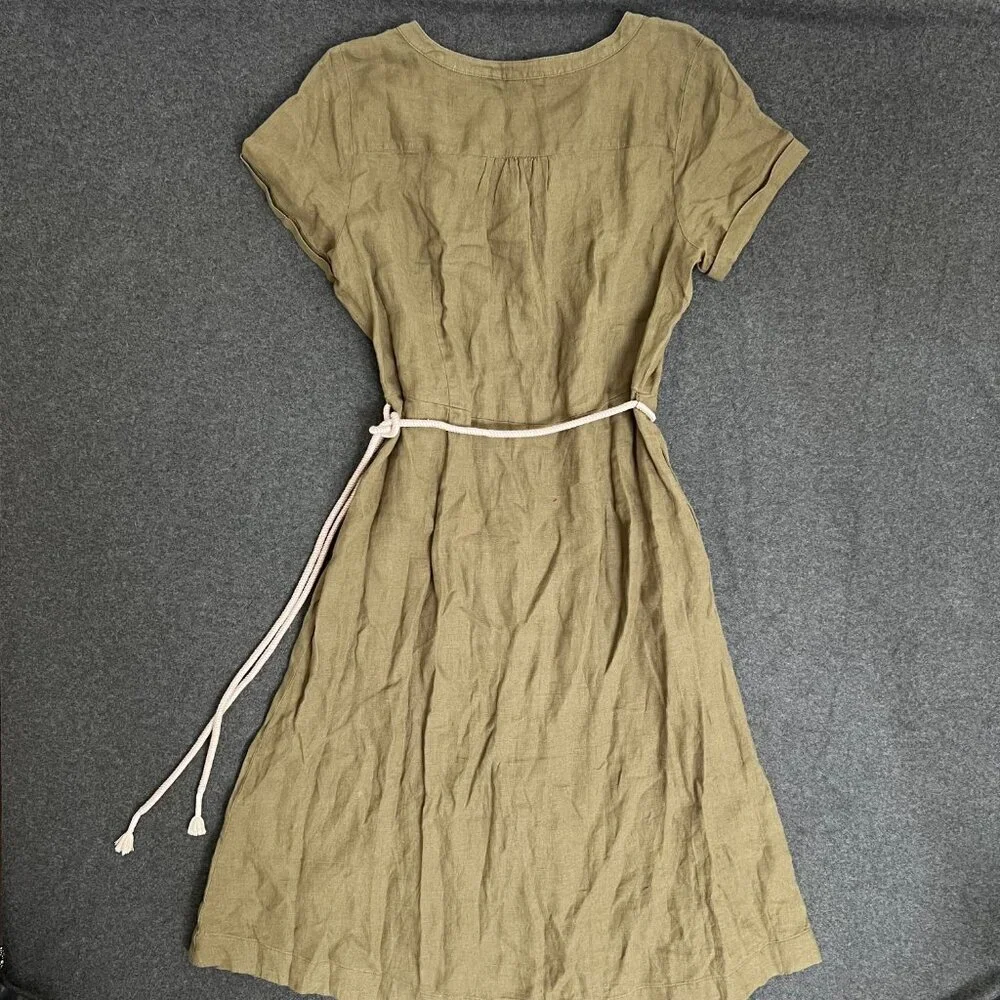 TALBOTS Linen Fit & Flare Shirt Dress 12P NWT Vacation Wedding Guest Cruise - Picture 4 of 6